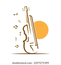 Violin Viola Fiddle Cello bass Contrabass music instrument silhouette logo design inspiration