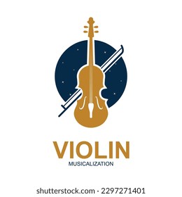 Violin Viola Fiddle Cello bass Contrabass music instrument silhouette logo design inspiration