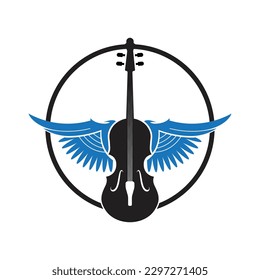 Violin Viola Fiddle Cello bass Contrabass music instrument silhouette logo design inspiration