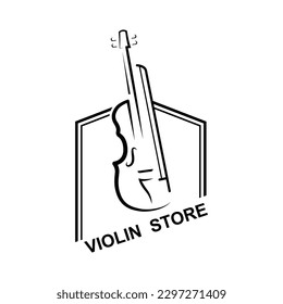 Violin Viola Fiddle Cello bass Contrabass music instrument silhouette logo design inspiration