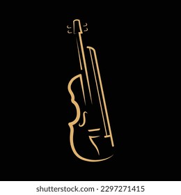 Violin Viola Fiddle Cello bass Contrabass music instrument silhouette logo design inspiration