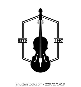 Violin Viola Fiddle Cello bass Contrabass music instrument silhouette logo design inspiration