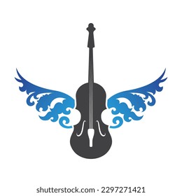 Violin Viola Fiddle Cello bass Contrabass music instrument silhouette logo design inspiration