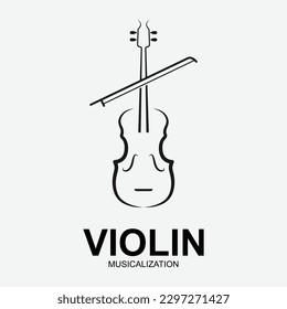 Violin Viola Fiddle Cello bass Contrabass music instrument silhouette logo design inspiration