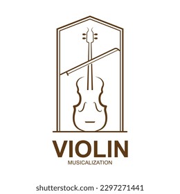 Violine Viola Fiddle Cello Bass Kontrabass Musikinstrument Silhouette Logo-Design Inspiration