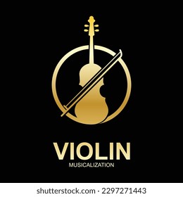 Violin Viola Fiddle Cello bass Contrabass music instrument silhouette logo design inspiration