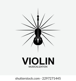 Violin Viola Fiddle Cello bass Contrabass music instrument silhouette logo design inspiration