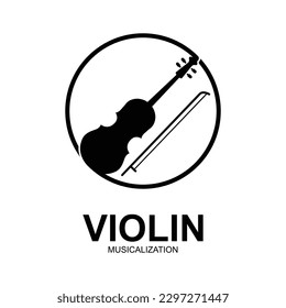 Violin Viola Fiddle Cello bass Contrabass music instrument silhouette logo design inspiration