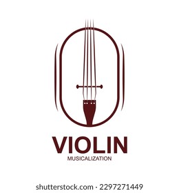 Violin Viola Fiddle Cello bass Contrabass music instrument silhouette logo design inspiration