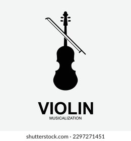 Violin Viola Fiddle Cello bass Contrabass music instrument silhouette logo design inspiration