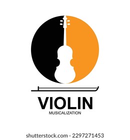 Violin Viola Fiddle Cello bass Contrabass music instrument silhouette logo design inspiration