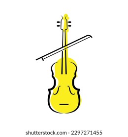 Violin Viola Fiddle Cello bass Contrabass music instrument silhouette logo design inspiration