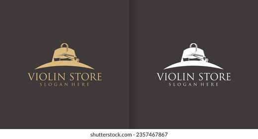 Violin Viola Fiddle Cello bass Contra bass music instrument silhouette logo design inspiration