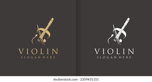 Violin Viola Fiddle Cello bass Contra bass music instrument silhouette logo design inspiration