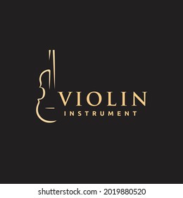 Violin viola fiddle cello instrument gold logo design