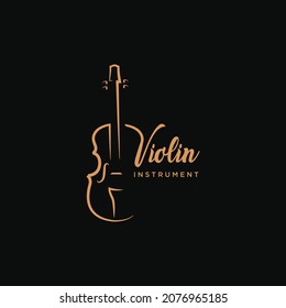 Violin viola fiddle cello instrument gold logo design