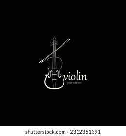 Violin viola fiddle cello instrument gold logo design