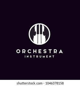 Violin Viola Fiddle Cello Piano Double Bass Music Instrument Logo Design 