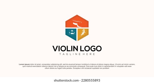 Violin Viola Fiddle Cello Piano Double Bass Music Instrument logo design