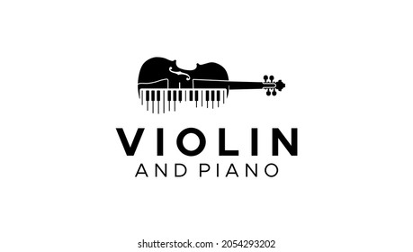 Violin Viola and Piano keys Musical Instrument logo design