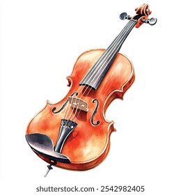 The Violin watercolor clipart illustration