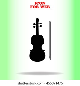 Violin web icon. Black illustration on white background