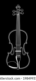 violin white on black background