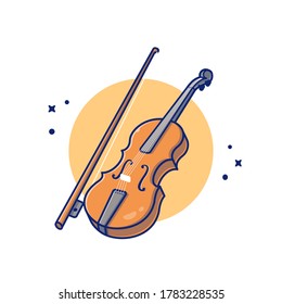 Violin Wood Music Cartoon Vector Icon Illustration. Music Instrument Icon Concept Isolated Premium Vector. Flat Cartoon Style