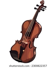 violin of wood and string over white