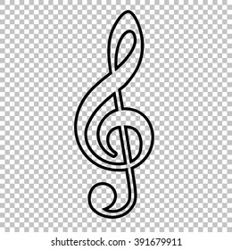 Violine clef line vector icon on transparent background