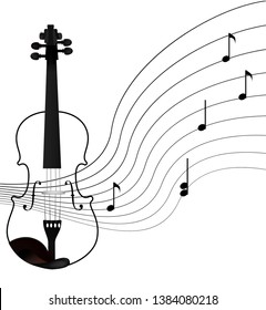 violine with notes isolated, detailed realistic violine isolated, vector
