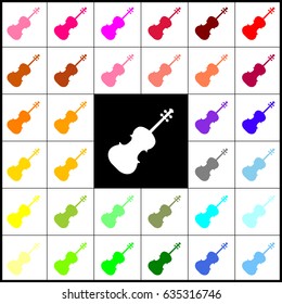 Violine sign illustration. Vector. Felt-pen 33 colorful icons at white and black backgrounds. Colorfull.