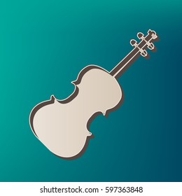 Violine sign illustration. Vector. Icon printed at 3d on sea color background.