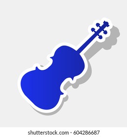 Violine sign illustration. Vector. New year bluish icon with outside stroke and gray shadow on light gray background.