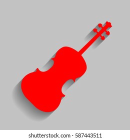 Violine sign illustration. Vector. Red icon with soft shadow on gray background.