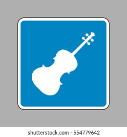 Violine sign illustration. White icon on blue sign as background.