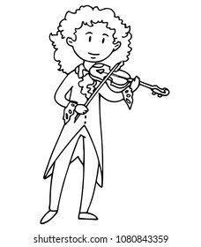 Violinist cartoon line drawing vector.