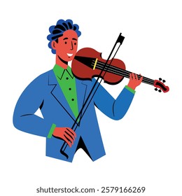 Violinist character illustration in flat style