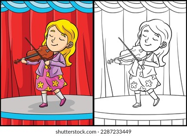 Violinist Coloring Page Colored Illustration