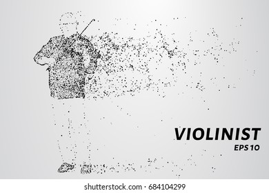 Violinist consists of particles. Violinist consists of small circles and dots. Vector illustration.