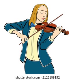 A violinist girl plays the violin