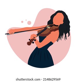 Violinist girl. Vector illustration. Poster, flyer, banner, postcard.