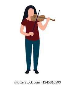 Violinist  making sound flat icon design
