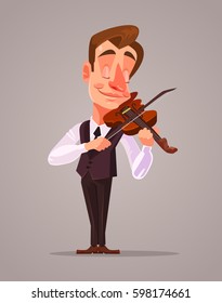 Violinist man character. Vector flat cartoon illustration