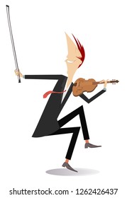 Violinist man illustration. Violinist man is playing music with inspiration isolated on white
