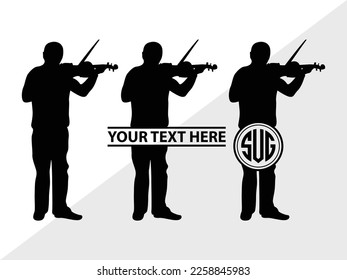 Violinist Monogram Vector Illustration Silhouette