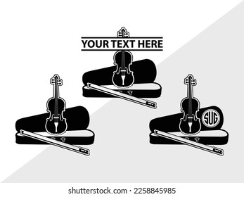Silueta de ilustración de vector monograma violinista