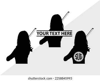 Violinist Monogram Vector Illustration Silhouette