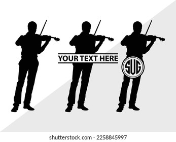 Violinist Monogram Vector Illustration Silhouette