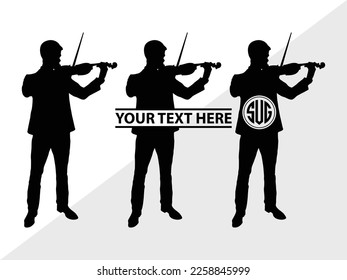 Violinist Monogram Vector Illustration Silhouette